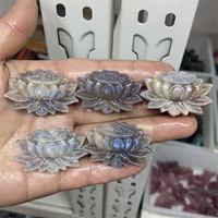 Nouveautés : Artisanat en pierre semi-précieuse de 35 mm, Pierre de lune bleue naturelle à reflets, motif lotus, pour la fabrication de bracelets