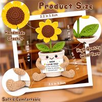 Tournesol en crochet fait main, fleur émotionnelle tricotée, décoration de bureau, cadeau d'encouragement pour femmes
