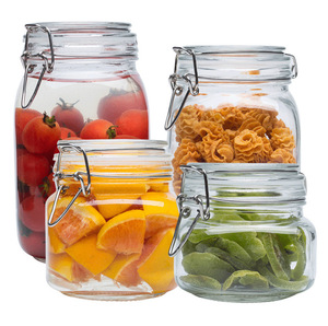Grande Capacité De Stockage De Cuisine En Verre Pots Et Contenants Transparents En Verre À Haute Teneur En Borosilicate Carré Rond De Stockage De Nourriture Bouteilles - Product Image 1