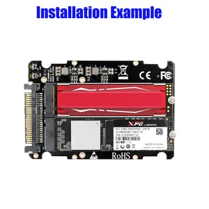 TISHRICデュアルM.2NVMESSDアダプターカードキーM & キーB互換U.2 SFF-8639は2280/2260/2242/2230M.2 SSDメモリ製品をサポート
