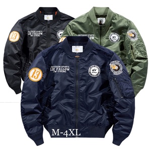 2022 Spring Men's Plus Size Zipper Tiger Embroidery <strong>NASA</strong> Patches Waterproof Breathable <strong>Bomber</strong> Windbreaker <strong>Jacket</strong> OEM - Product Image 1