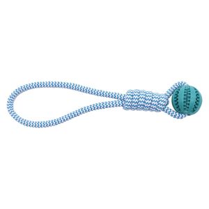 Juguete de cuerda para perros con pelota de goma, juguete masticable duradero para perros pequeños y medianos, uso en interiores, patrón geométrico - Product Image 1