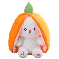Peluche de Conejo de Pascua de Tamaño Personalizado, Juguete Creativo de Conejo Transformado en Zanahoria con Diseño de Fresa