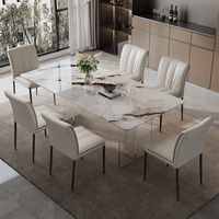 Ensemble de table à manger en marbre moderne, 6 pièces, rectangulaire, personnalisable, meubles durables pour salle à manger, adultes, personnes âgées