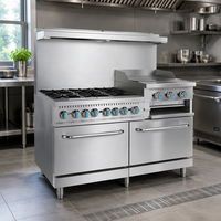 Cuisinière à gaz en acier inoxydable à 6 brûleurs, four à rôtissoire de 24 pouces, cuisinière de cuisine commerciale pour restaurant