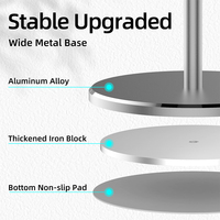 Support de tablette télescopique réglable en métal pour iPad avec support pour casque