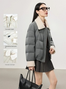 2025 Winter New Blazer Lapel Fur Collar <strong>Short</strong> <strong>White</strong> Goose Down Women's Loose Commuter Small Warm <strong>Jacket</strong> - Product Image 3