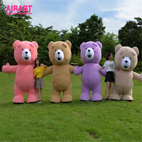 Costume d'ours drôle gonflable de rue, costume de mascotte d'explosion de fourrure pour l'interaction de représentation de mariage