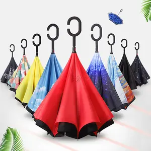 Guarda-chuva invertida de camada dupla, venda por atacado, logotipo personalizado, 23 polegadas