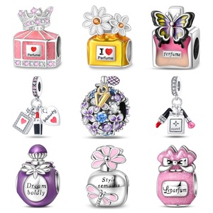 Makeup <b>Perfume</b> <b>Bottle</b> Charm Beads Classic Children's Copper Silver Plated CZ Enamel Charms for DIY Bracelet Gift - Product Image 1