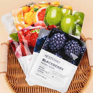Masque <span class=keywords><strong>Visage</strong></span> Hydratant et Nourrissant en Feuille pour Voyage aux extraits de Fraise, Huile d'Olive, Mangue, Myrtille, Mûre, Riz, Raisin et Pêche - Product Image 3