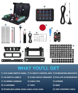 Boîte à fusibles de relais de commande de <span class=keywords><strong>circuit</strong></span> automobile 12V étanche RGB 12 gang 5 niveaux de luminosité Strobe Pulse Switch Panel sans fil - Product Image 5