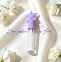 Tube de brillant à lèvres en ABS de 1-2 ml, forme étoile mignonne, couleurs personnalisables : violet, rose, noir