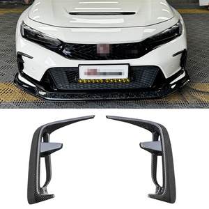M-Style Carbon Front Bumper Fins Canards Fog Light Eyelids Cover Air Vent <b>Splitter</b> for Honda for Civic 11TH FL5 Type R 2022-2023 - Product Image 1