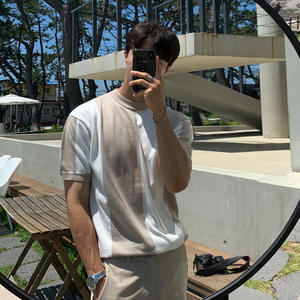 เสื้อแฟชั่นแขนสั้นสำหรับผู้ชายเสื้อคอกลมถักสำหรับฤดูร้อน - Product Image 3