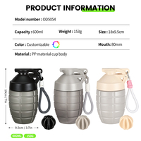 Bouteille d'eau en plastique portable de 80 mm à grand diamètre, à ouverture rapide, entièrement étanche et anti-fuite, idéale pour la salle de sport