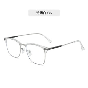 Montures de lunettes rectangulaires semi-cerclées pour hommes, anti-lumière bleue, légères, demi-monture TR90, gris clair C5 - Product Image 2