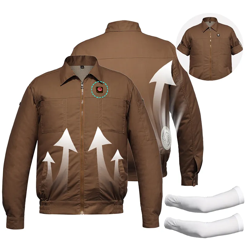 Jaket Kipas Pendingin Udara Jaket Keren dengan Jaket Kerja Tiga Tingkat Angin Musim Panas