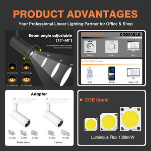 EZELED 2024 Offre Spéciale de bijoux d'hôtel d'intérieur anti-éblouissement de haute qualité économie d'énergie 10w 15w 20w 24w éclairage mené zoomable de rail - Product Image 3