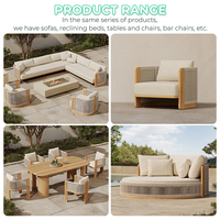 Canapé moderne d'extérieur en teck mobilier de jardin pour hôtel foyer au gaz propane canapé d'extérieur en corde de bois canapé de patio pour hôtel mobilier de villégiature