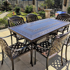 Set di Tavoli e Sedie Portatili in Stile Europeo per Cortile, Balcone e Spazi Aperti - Combinazione di <span class=keywords><strong>Tavolo</strong></span> da Tè e <span class=keywords><strong>Tavolo</strong></span> Lungo in Lega di Alluminio - Product Image 1