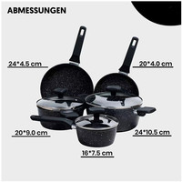 YongKang pabrik 8 buah aluminium padat berlapis marmer hitam antilengket perlengkapan dapur panci masak dan Set