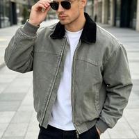 Veste bomber rétro américaine pour homme, veste de travail en toile pour l'hiver