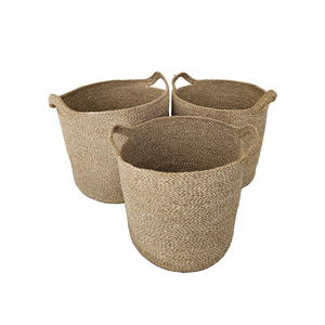 Heavy Duty Jute Cotton Rope Woven Laundry <b>Hamper</b> <b>Basket</b> With Reinforced Handles Spacious Storage Organizer <b>For</b> Clothing Blankets - Product Image 1