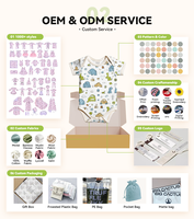 Ensemble de vêtements pour nouveau-né en coton 100% personnalisé, imprimé par transfert thermique, été, 3 pièces, manches courtes, unisexe, pour la vente en gros
