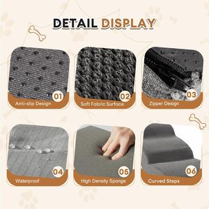 Hundetreppe Rampe mit Abnehmbarem Bezug für Betten Sofas Extra Breit Langlebig Rutschfest Wasserdicht Solide Haustierstufen - Product Image 6