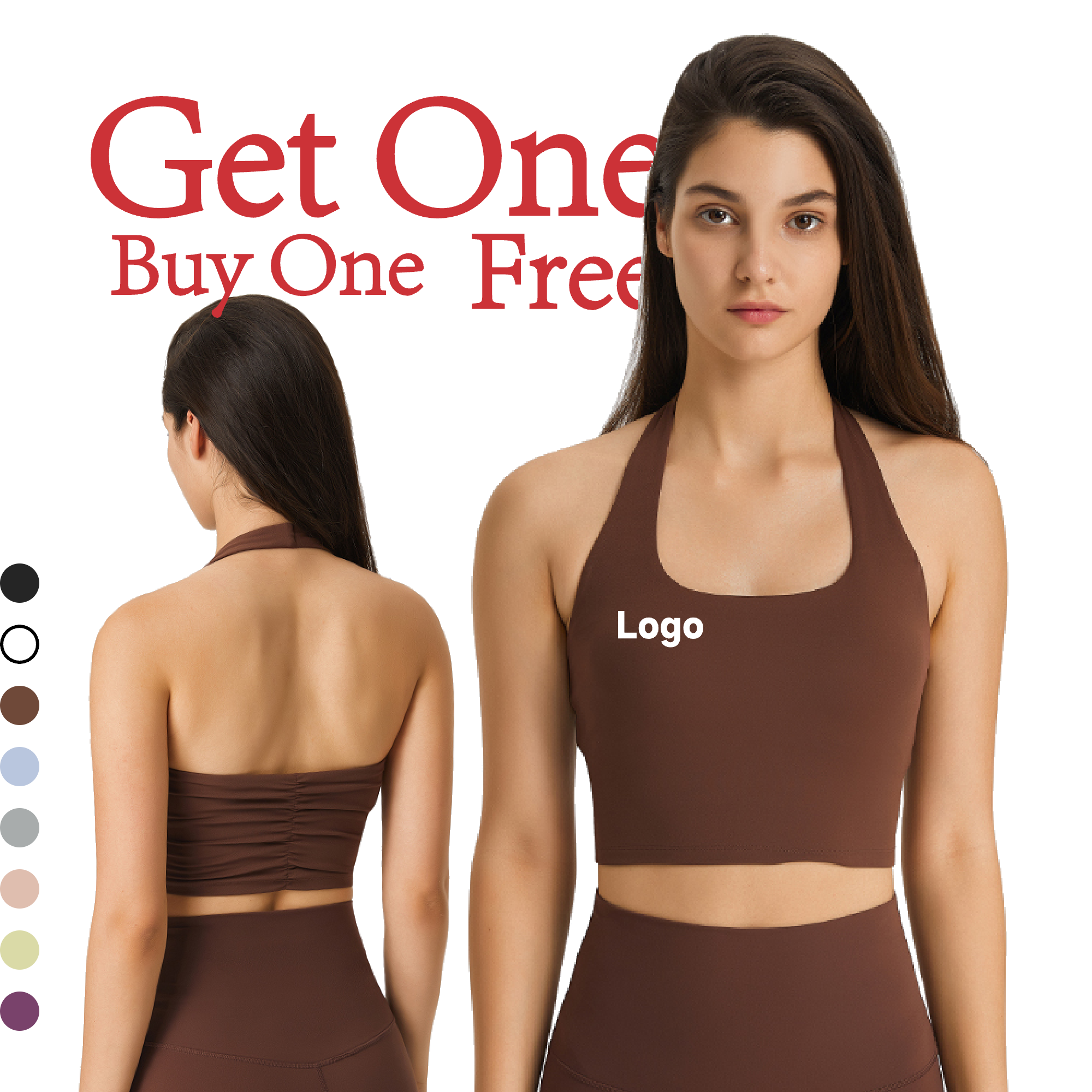 OEM ODM Customized Logo Women's Lightweight High Support Yoga Active Pleated Sports Bra Sexy Strapless Tube Top Breathable DT146