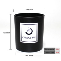 Frasco de Vidrio Mate para Velas de 13 oz con Tapa de Madera LANGXU, Envase Cilíndrico, Logotipo Dorado Personalizado, Blanco y Negro, Venta al Por Mayor