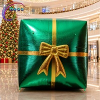 Boîte cadeau gonflable verte pour événements de Noël, fêtes, accessoires photo et décoration de vitrine