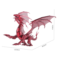 Piececool DRAGON FLAME RED HP071-R Kit de bricolage éducatif Jouet éducatif Unisexe Puzzle de haute qualité Puzzle en métal 3D