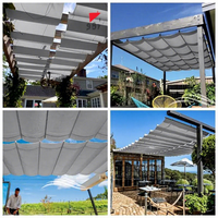 Voile d'ombrage télescopique manuelle de luxe imperméable pour pergola, jardin, piscine, terrasse extérieure