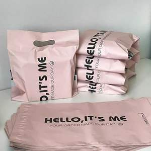 Logo stampato personalizzato riciclabile in plastica rosa busta di spedizione <span class=keywords><strong>corrieri</strong></span> borsa di spedizione durevole Poly Mailer con manico all'ingrosso - Product Image 2
