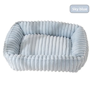 Nouveau lit pour animaux de compagnie en peluche rayé rectangulaire, canapé d'intérieur chaud pour l'hiver, lit confortable pour <span class=keywords><strong>chien</strong></span> et chat, <span class=keywords><strong>coussin</strong></span> pour animaux de compagnie - Product Image 6