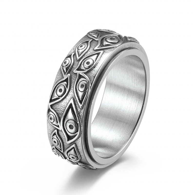 Antique Silver Chain Ring Distressed Titanium