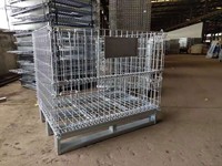Cage carrée en treillis métallique galvanisé avec fermeture à boucle, roues de 4 pouces, maille 50x50mm, diamètre du fil 6mm, pliable pour le stockage