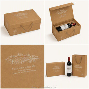 Boîte cadeau professionnelle personnalisée en kraft pour vin, avec poignée en corde, couvercle à charnière, intérieur artistique vignoble, emballage pour bouteille unique, Offre Maître - Product Image 3