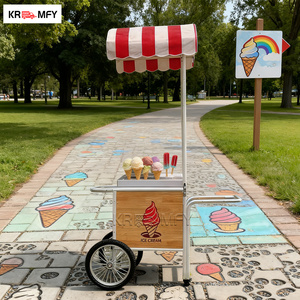Carrito de Helados con Congelador para Exhibición de Gelato, Remolcable, Metálico, para Uso en Exteriores, Carrito de Venta de Comida Rápida - Product Image 4