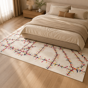 <span class=keywords><strong>Tappeto</strong></span> in Acrilico <span class=keywords><strong>Crema</strong></span> con Motivi a Rami Colorati, Texture Bivalente, Stile Boho, per Soggiorno, <span class=keywords><strong>Tappeto</strong></span> Annodato a Mano per Arredamento Lounge, Spedizione Rapida - Product Image 3