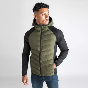 Men's Blue <b>Waterproof</b> Polyester Casual Washed Zipper Puffer <b>Jacket</b> with Hoodies Winter Wear <b>Plus</b> <b>Size</b> Knitted Processing - Product Image 4