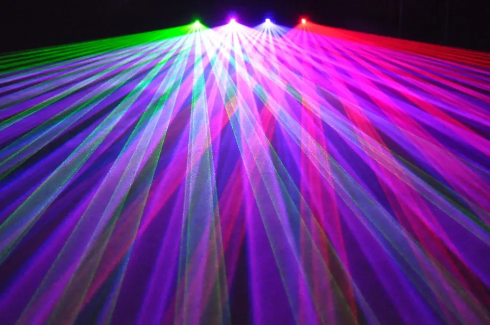 Lampu sorot laser led warna RGB, lampu efek laser, lampu dj, lampu pesta led warna penuh RGB, 6 mata
