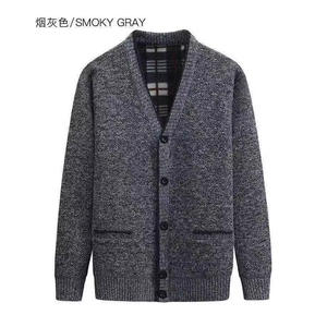 Chaqueta de punto con <span class=keywords><strong>cuello</strong></span> en V para hombres de mediana edad y padres mayores suéter cárdigan - Product Image 4