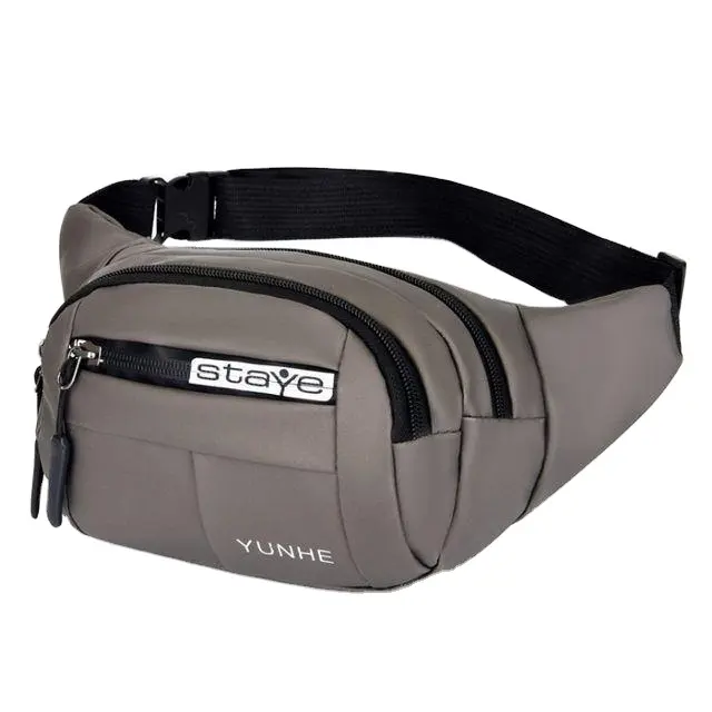 Multifuncional marca de moda masculina e feminina grande logotipo personalizado correndo caminhadas ciclismo fanny pack saco de cintura bum preto