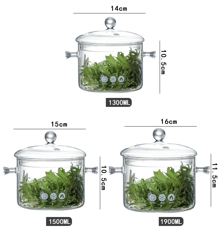Bol En Verre Chaleur Avec Couvercle SHOWERORO 1,5L - Micro-ondes Et Four