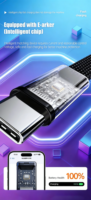 Câble tressé en aluminium et cuivre pur 240W 5A à charge rapide, Type-C vers Type-C, avec support de téléphone intégré et support pour écouteurs – Meilleures ventes