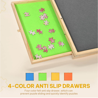 Table de puzzle pour 1500 pièces avec base rotative, 4 tiroirs, chevalet inclinable, tapis antidérapant en feutre et plateau de rangement