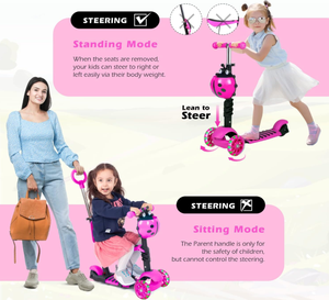 Scooter à 3 roues <span class=keywords><strong>pour</strong></span> enfants de 3 à 8 ans, roues lumineuses clignotantes à LED, conception légère et pliable, fonction de sécurité de démarrage électrique - Product Image 2